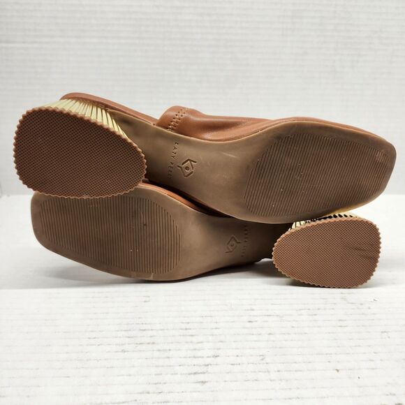Katy Perry The Clarra Slip-on Mules Smooth Tan Gold Shoes Heels Women's Size 8.5 - Picture 4 of 7
